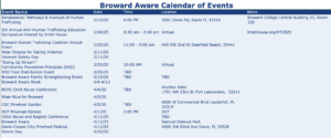 calendar of events