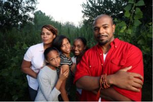 Black family with children